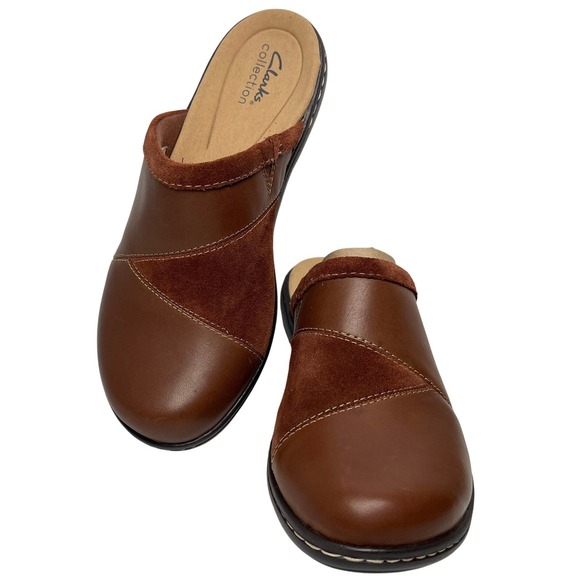 Clarks Collection Kyla Combi Brown Leather Suede Mule Clogs Shoes Womens 8 - Picture 14 of 14